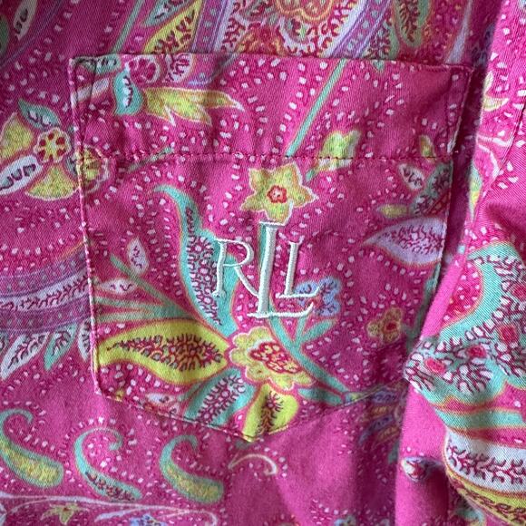Lauren Ralph Lauren Paisley Pajama Set Womens Medium Pink Colorful 2-Piece PJs - Picture 6 of 10